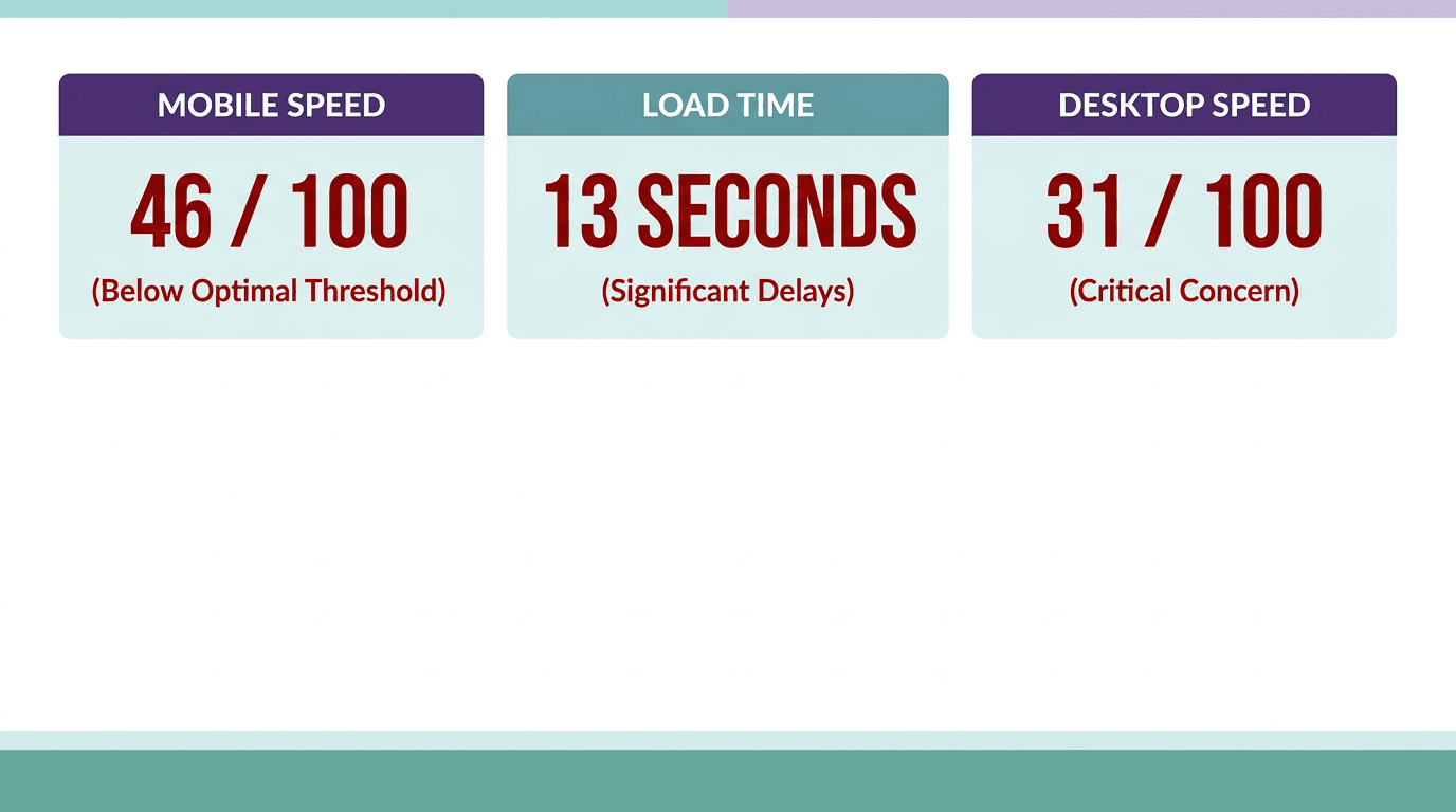 Amla Massage website speed PageSpeed score 46